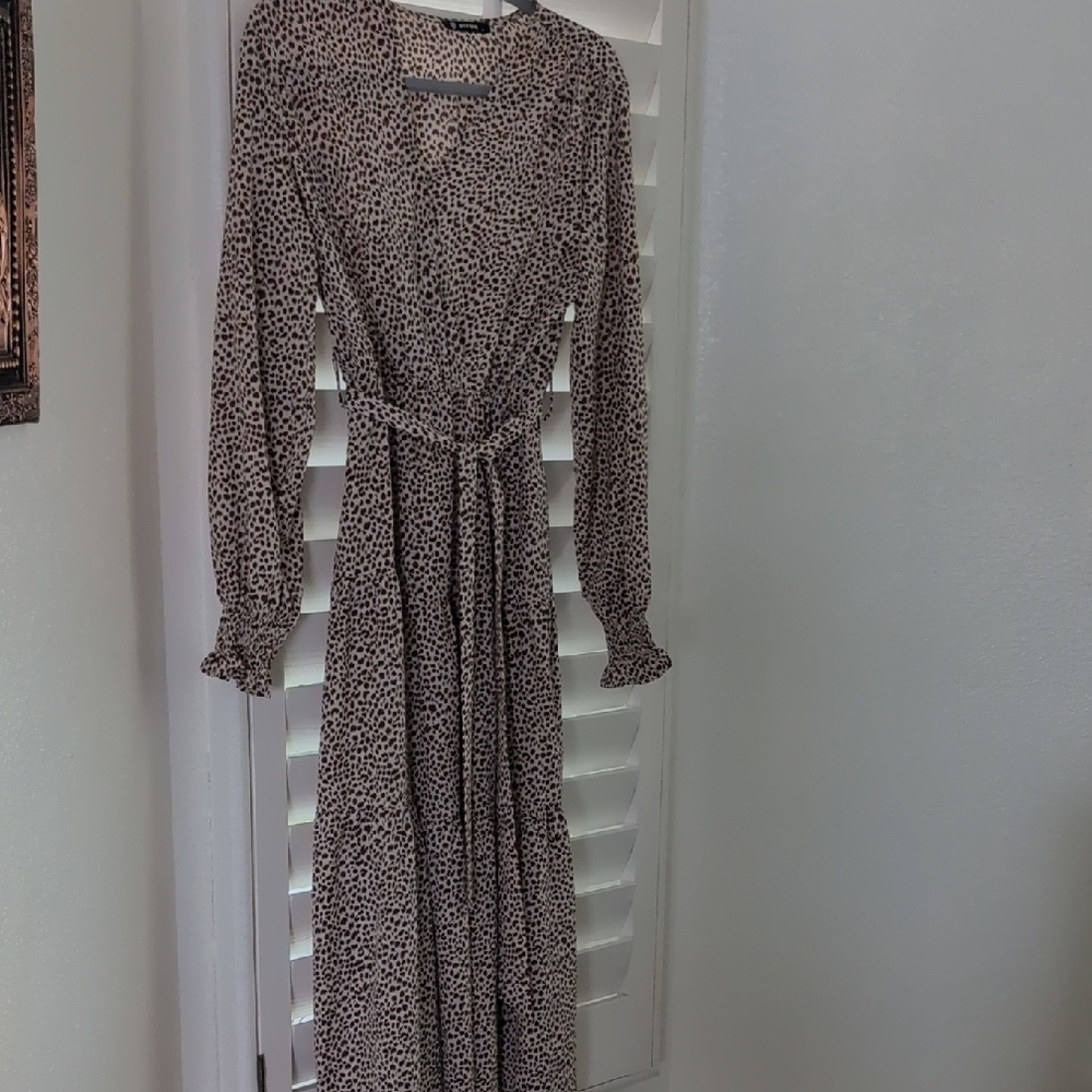 Elegant Long Sleeve Leopard Print Dress